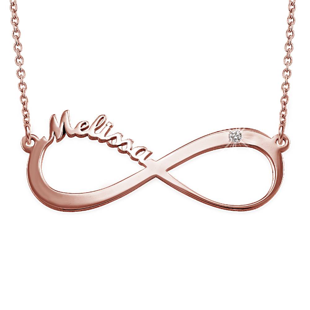 Collar Infinito con Nombre Chapado en Oro Rosa con Diamante foto de producto