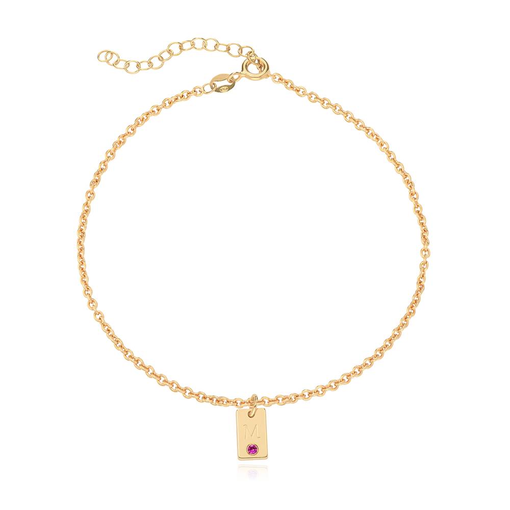 Initial Birthstone Tag Anklet in 14K Yellow Gold product photo