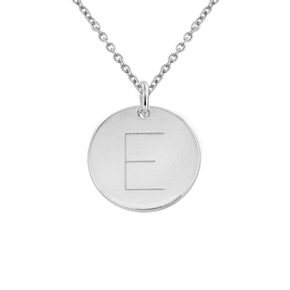 Initial Disk Necklace in Sterling Silver-4 product photo