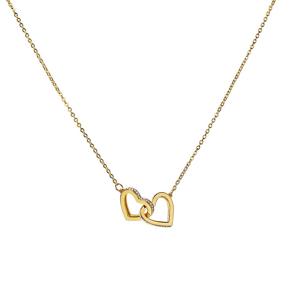 Interlocking Heart Necklace in 18ct Gold Plated Stainless Steel-2 product photo