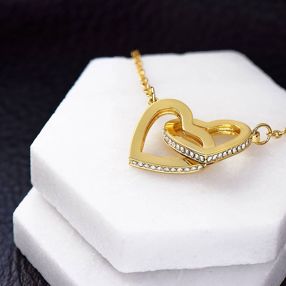 Interlocking Heart Necklace in 18ct Gold Plated Stainless Steel-3 product photo