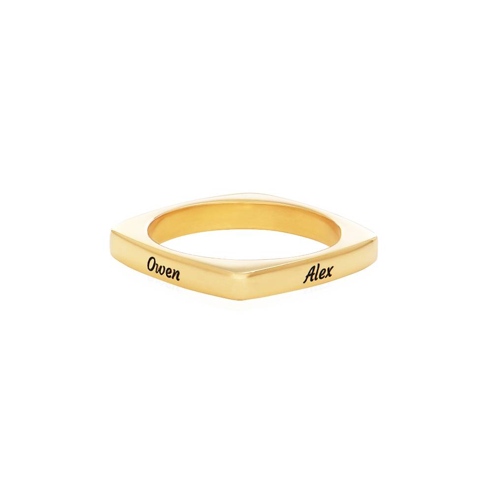 Iris quadratischer Ring mit Namen - 750er vergoldetes Silber-3 Produktfoto