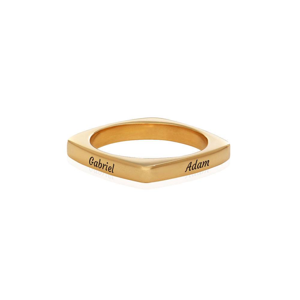 Iris quadratischer Ring mit Namen - 750er Gold-Vermeil Produktfoto