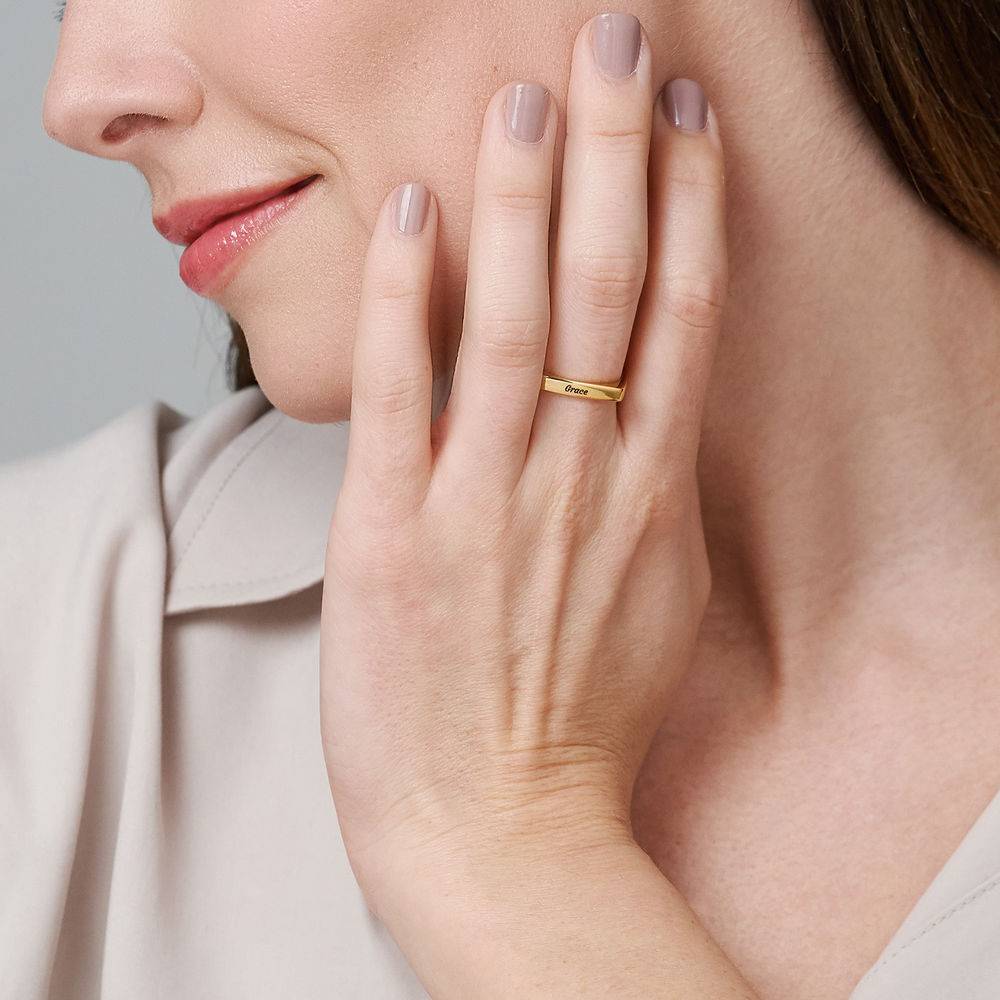 "Iris" Personlig Fyrkantig Ring i 18k Guld Vermeil-3 produktbilder