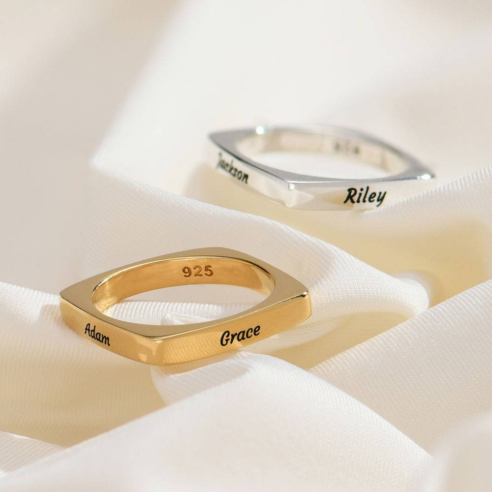 Iris Personlig Fyrkantig Ring i 18K Guld Vermeil-2 produkt billede