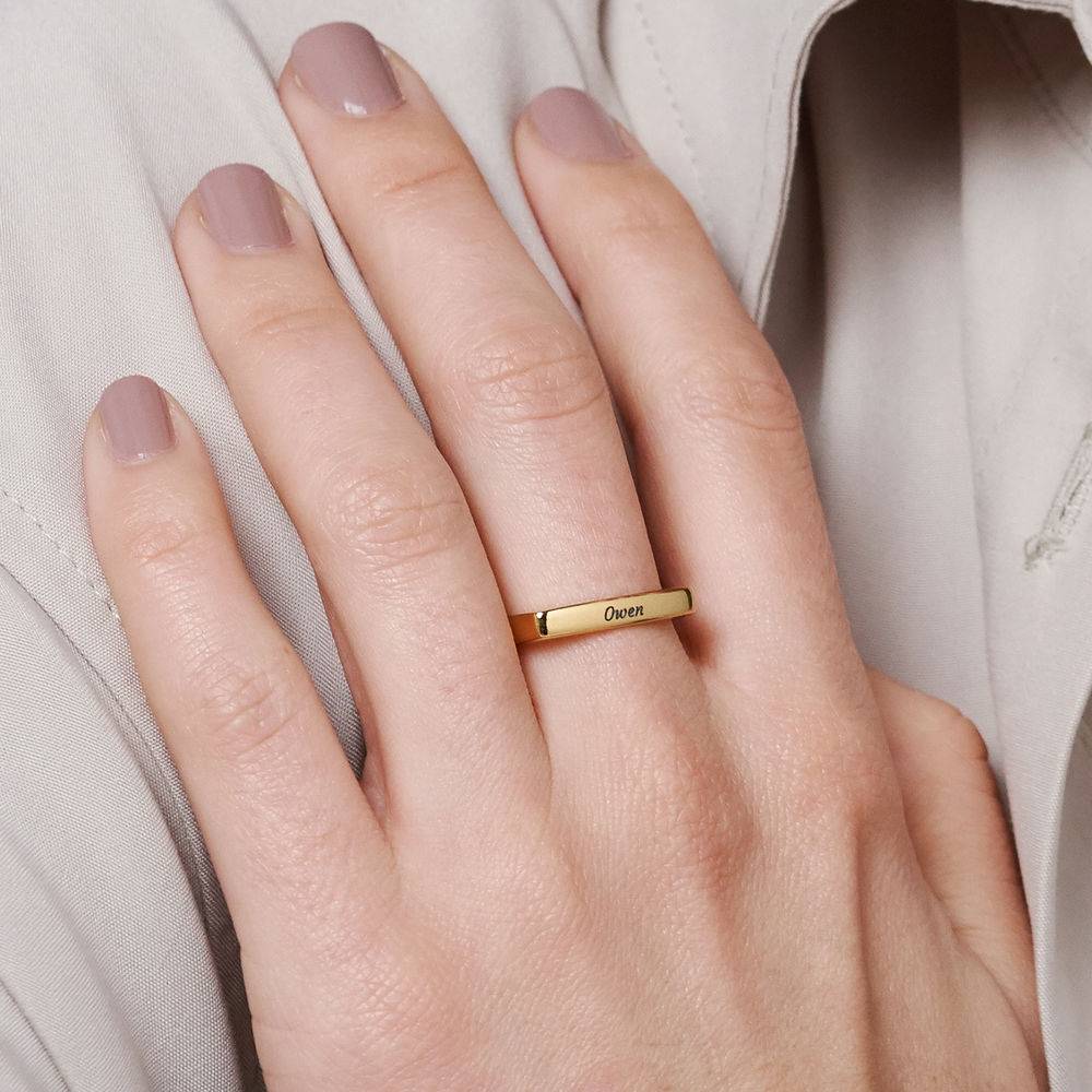 Iris quadratischer Ring mit Namen - 750er Gold-Vermeil-1 Produktfoto
