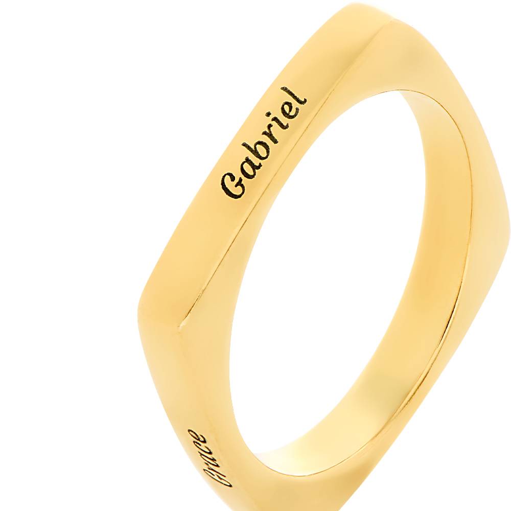 Iris quadratischer Ring mit Namen - 750er Gold-Vermeil-4 Produktfoto