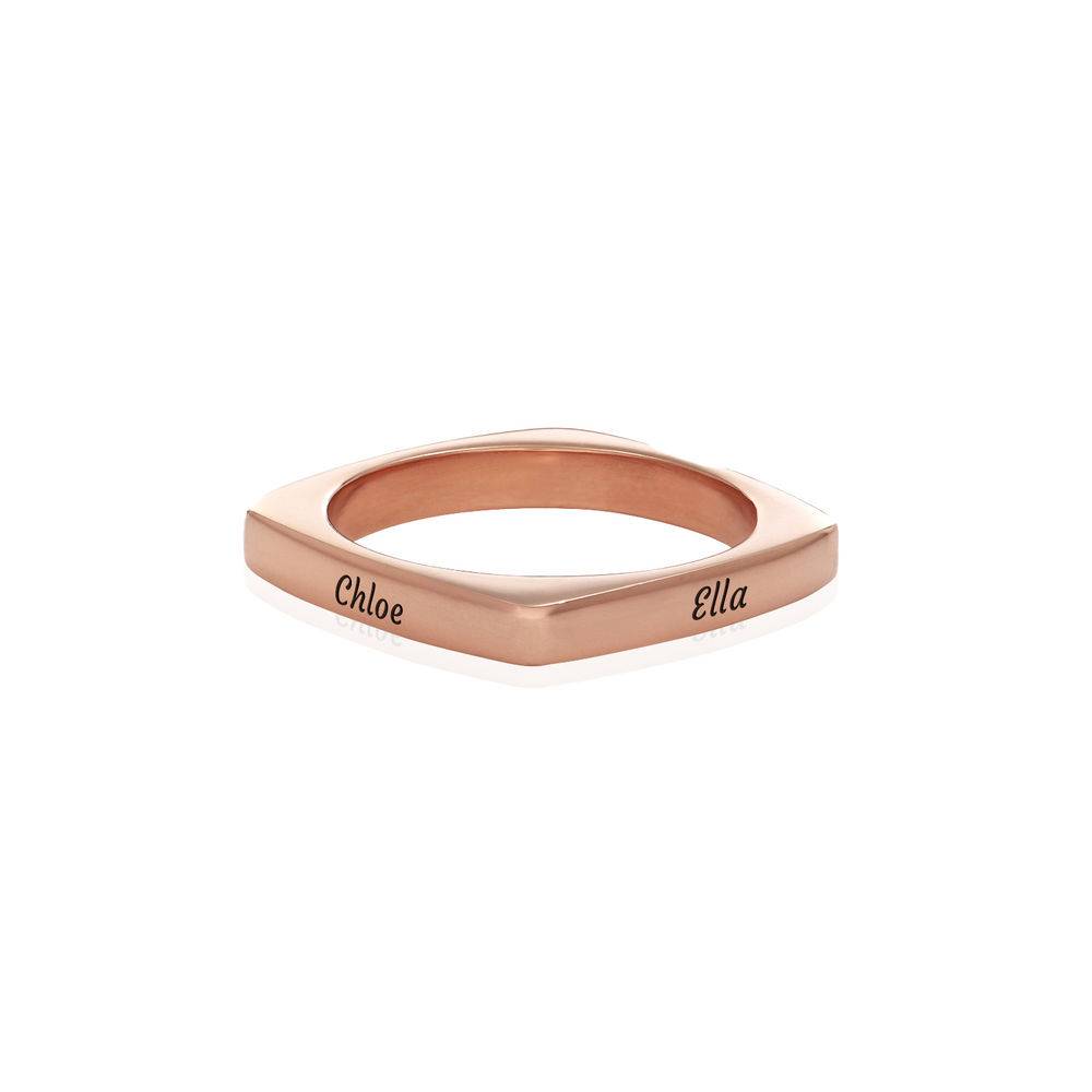 Iris quadratischer Ring mit Namen - 750er rosévergoldetes Silber Produktfoto