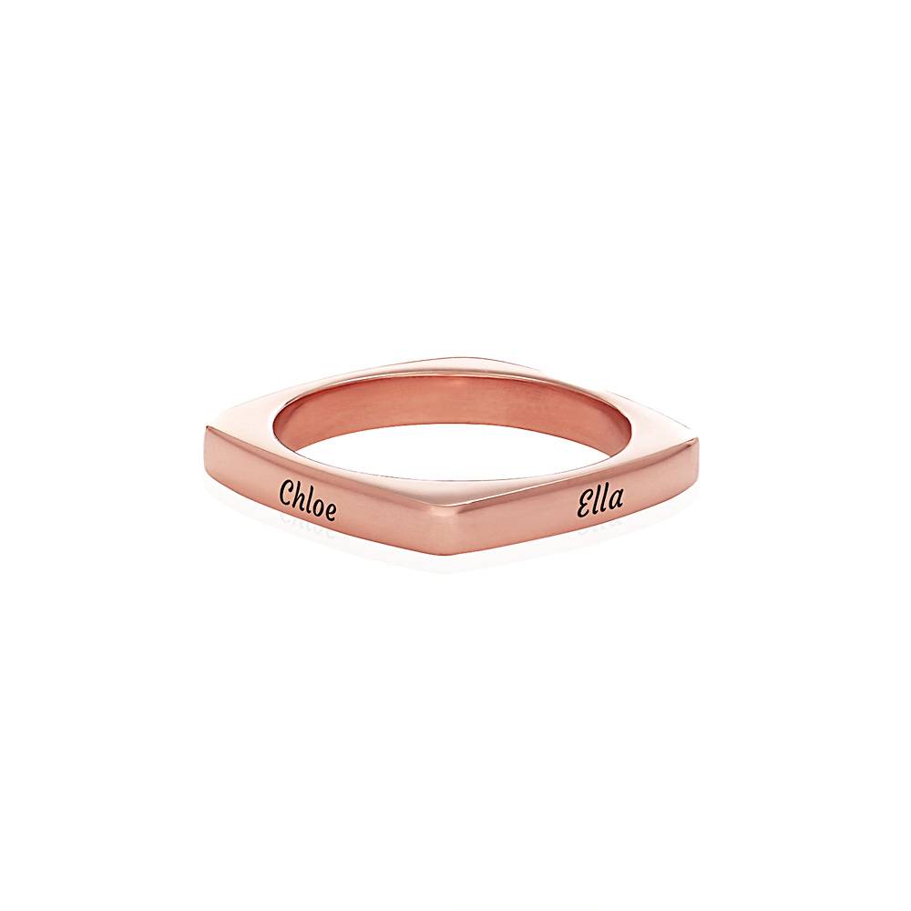 Iris quadratischer Ring mit Namen - 750er rosévergoldetes Silber Produktfoto