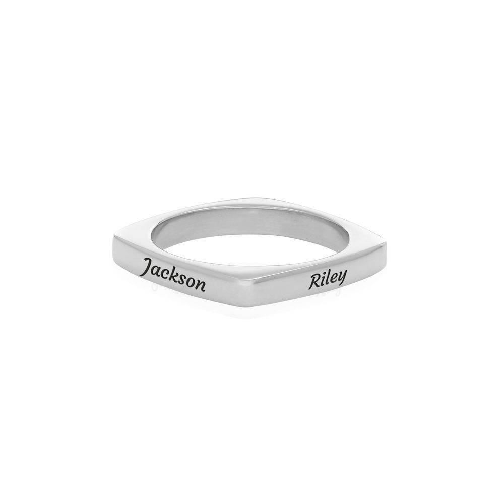 Iris quadratischer Ring mit Namen - 925er Sterlingsilber Produktfoto