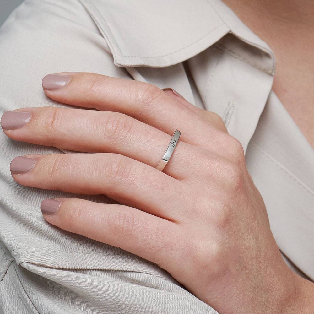Iris Personlig Fyrkantig Ring i Sterling Silver-4 produkt billede
