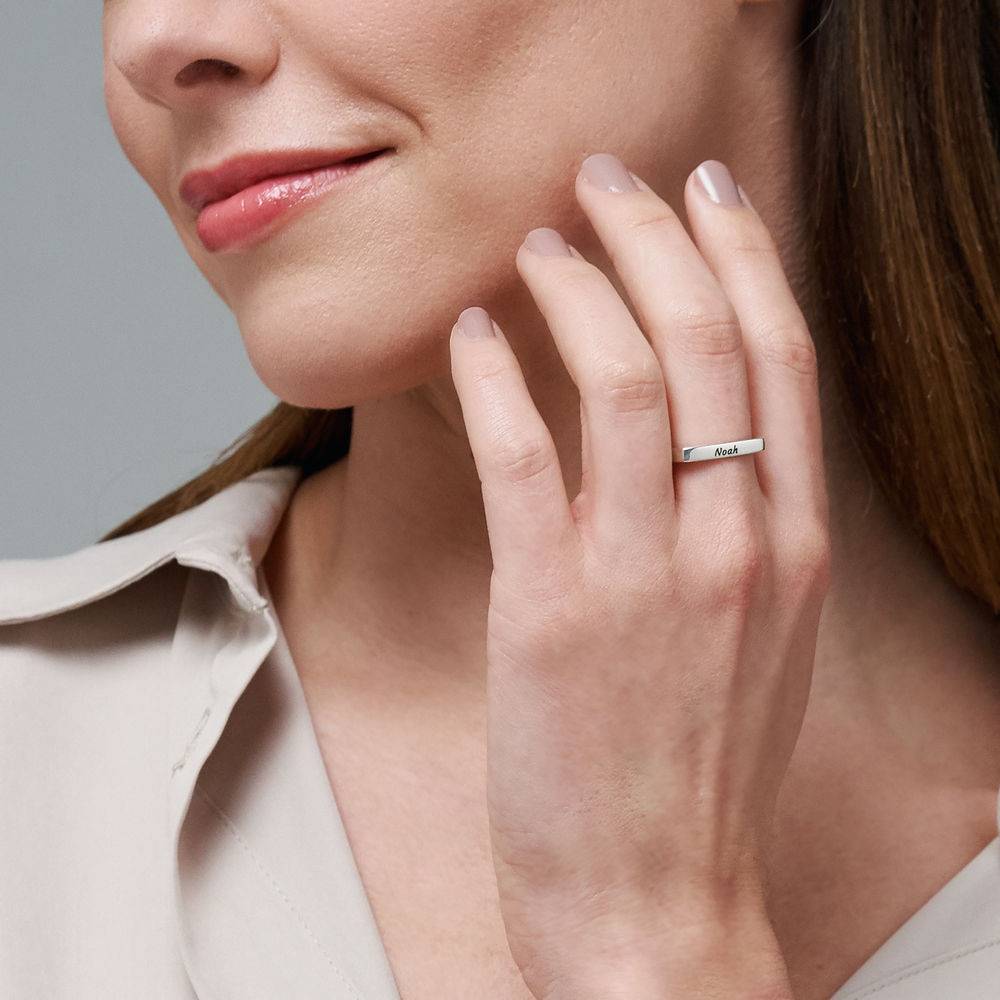 Iris Personlig Fyrkantig Ring i Sterling Silver-3 produkt billede
