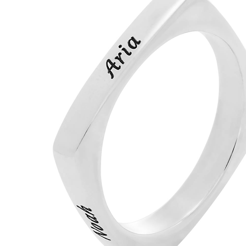 Iris quadratischer Ring mit Namen - 925er Sterlingsilber-3 Produktfoto