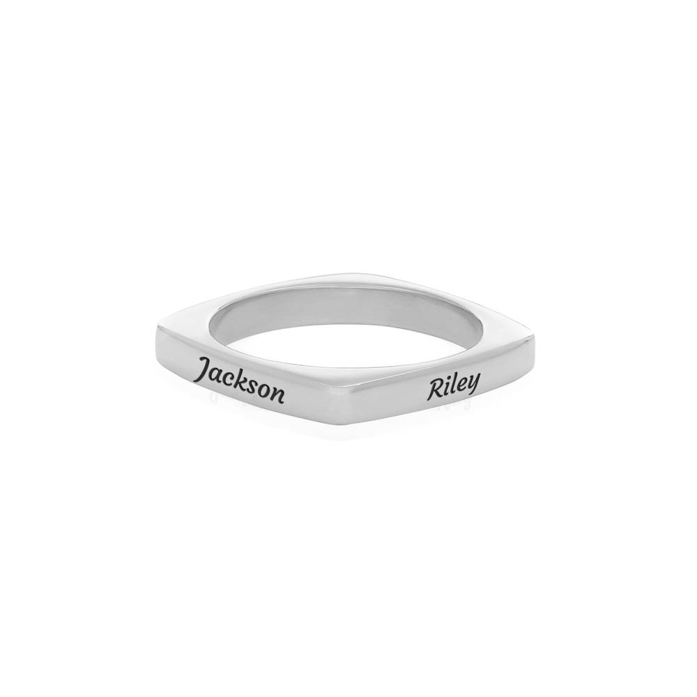 Iris quadratischer Ring mit Namen - 925er Sterlingsilber Produktfoto