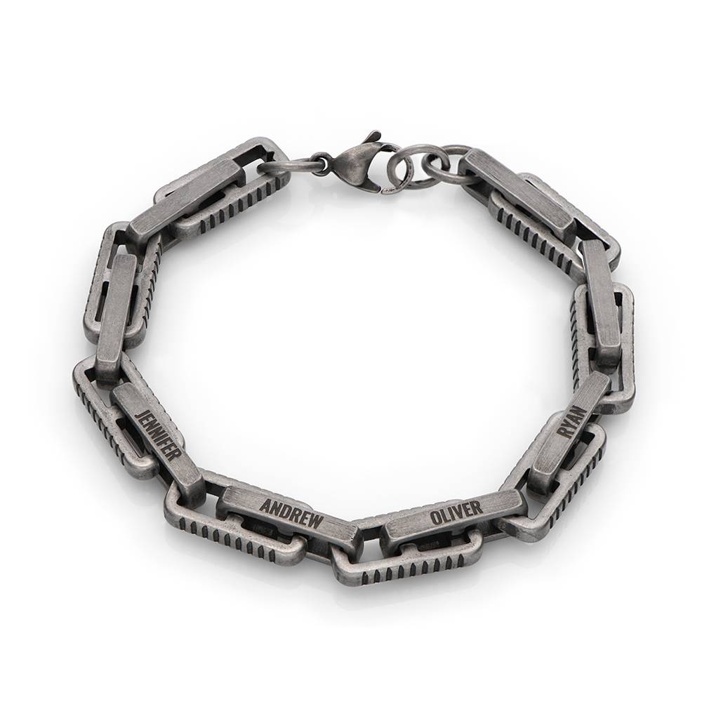 Iron Link Armband voor Heren in Zwart Roestvrij Staal