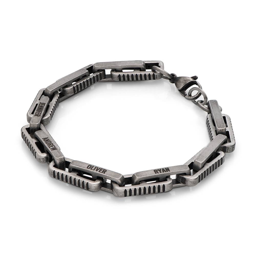 Pulsera de eslabones de hierro para hombre en acero inoxidable negro-2 Pulsera de eslabones de hierro para hombre en acero inoxidable negro-2 foto de producto