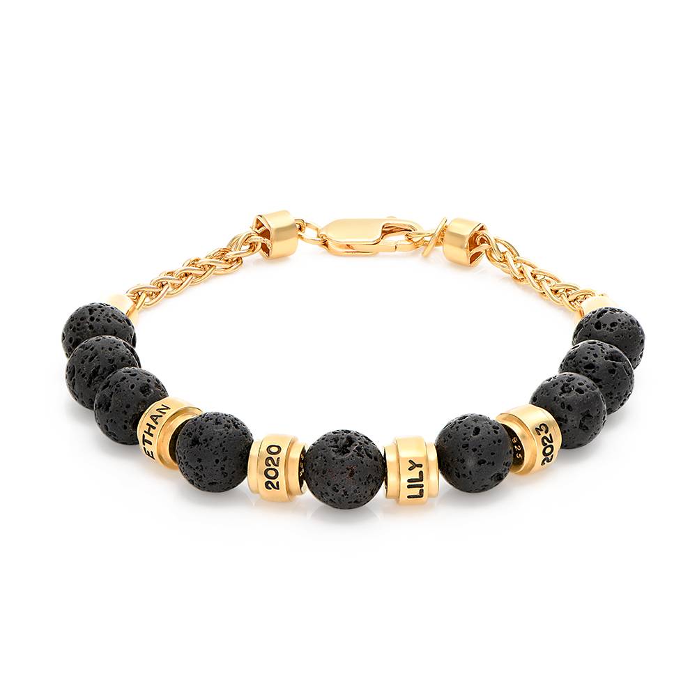 Lava Stones & Custom Beads- Men's Beaded Bracelet - MYKA