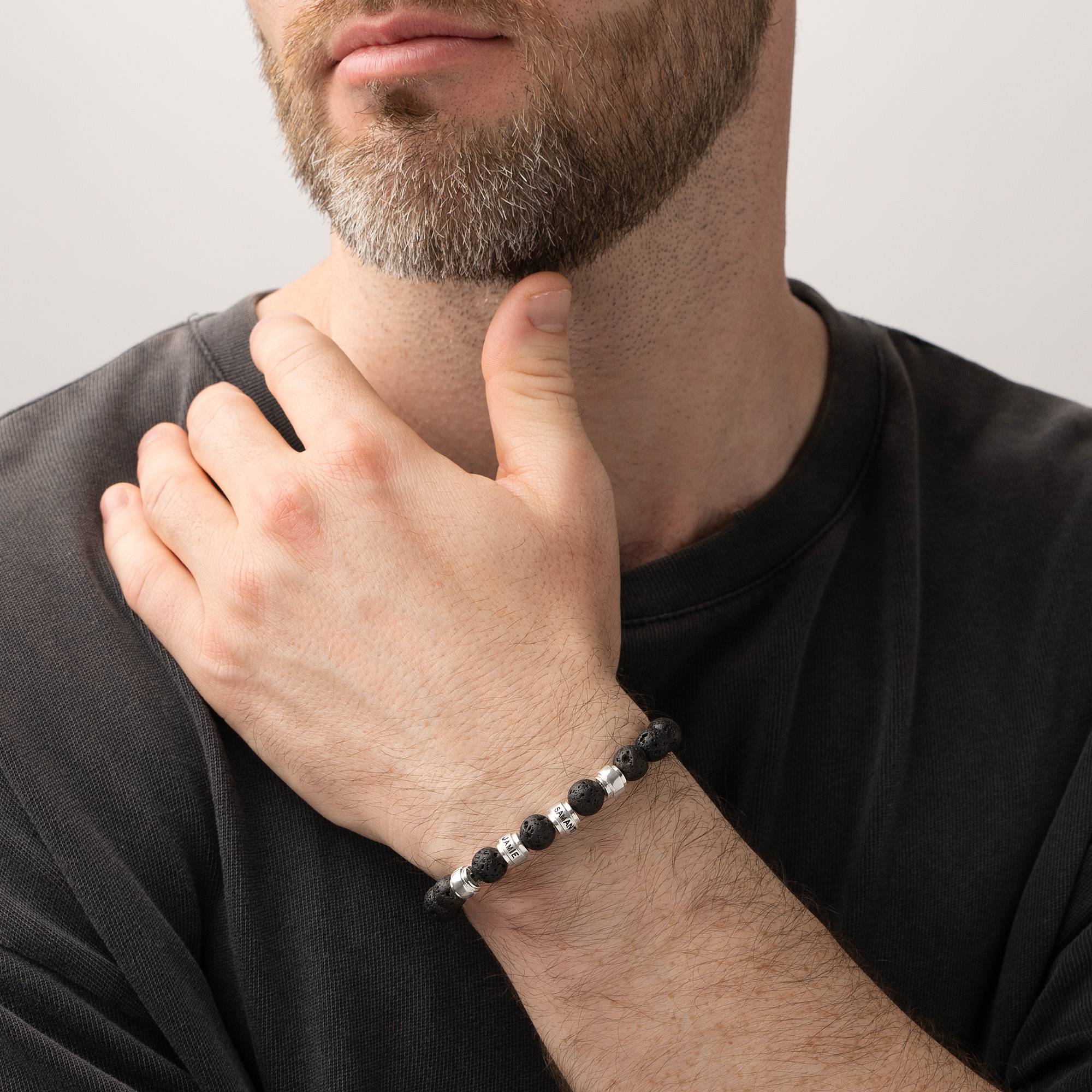 Jack Lavastein Herrenarmband mit personalisierten silbernen Beads-4 Produktfoto