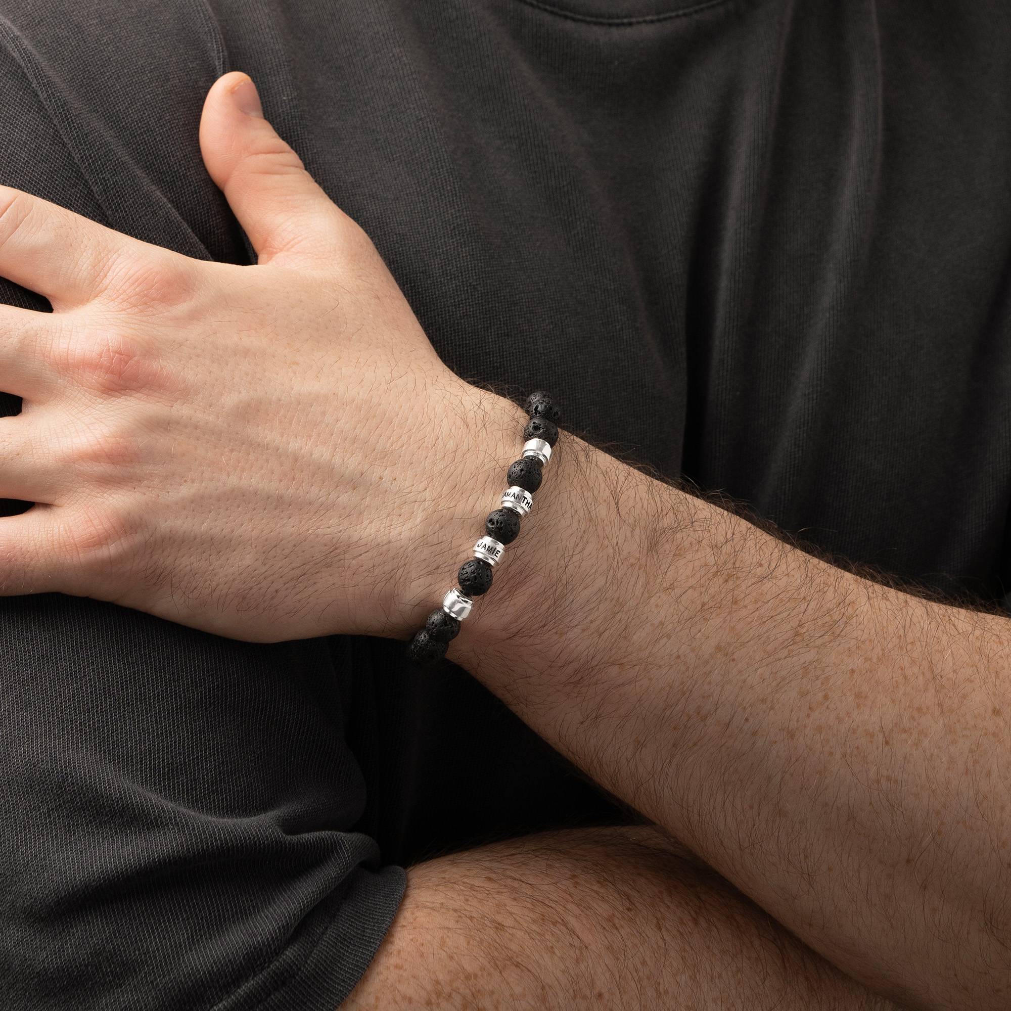 Jack Lavasteen en Gepersonaliseerde Zilveren Kralen Armband voor Mannen-3 Productfoto