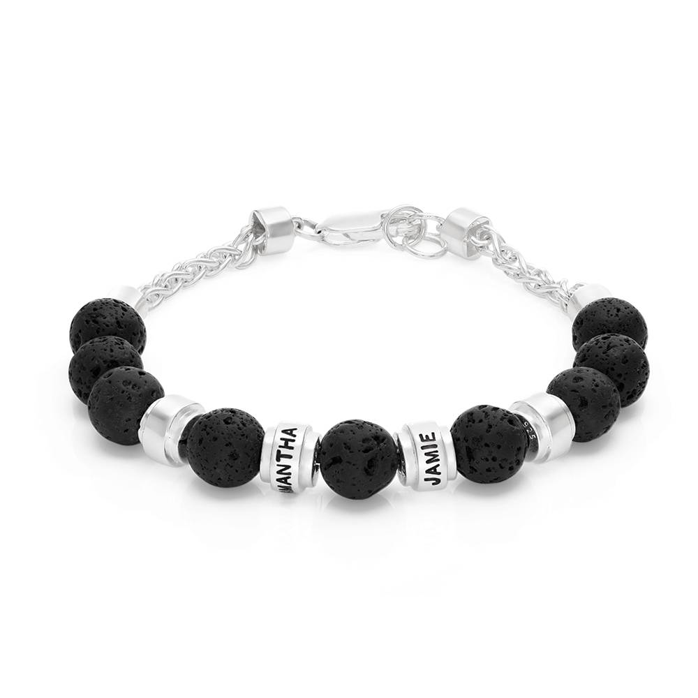 Jack Lava and Personalized Bead Bracelet for Men in Sterling Silver product photo