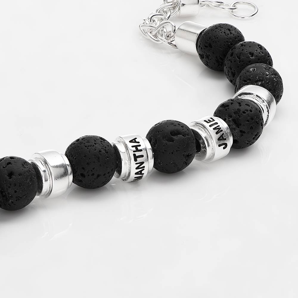 Jack Lava and Personalized Bead Bracelet for Men in Sterling Silver-4 product photo