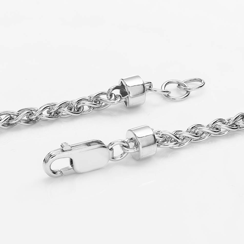 Jack Tijgeroog en Gepersonaliseerde Zilveren Kralen Armband voor Mannen-2 Productfoto