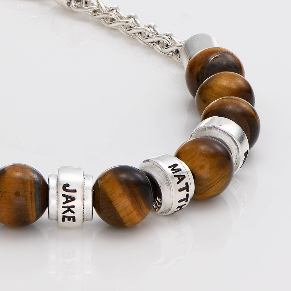 Jack Tiegerauge Herrenarmband mit personalisierten silbernen Beads-3 Produktfoto