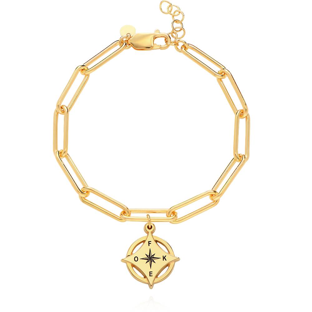 Kaia Initial Compass Bracelet in 18K Gold Plating product photo