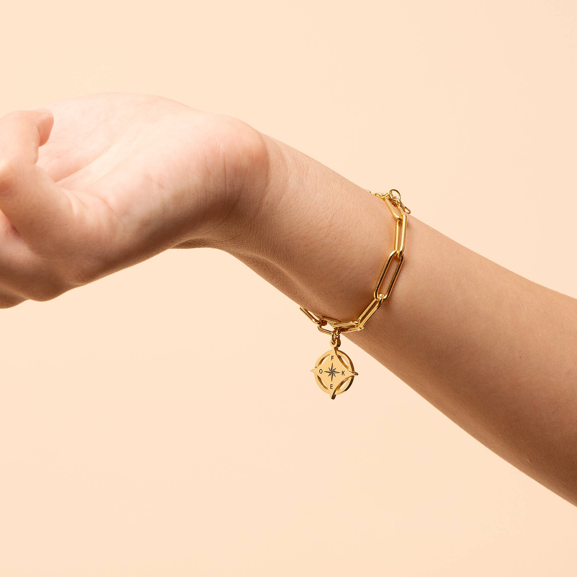 Kaia Initial Compass Bracelet in 18K Gold Plating-3 product photo