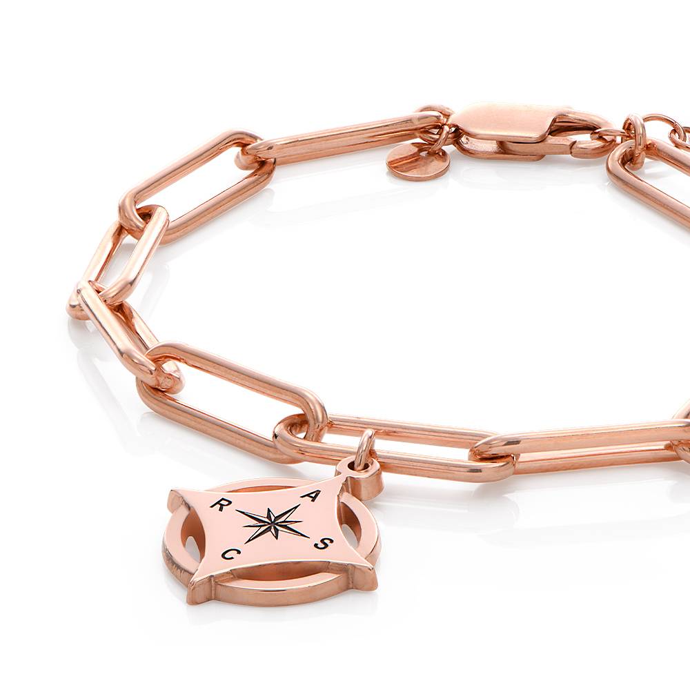 Kaia Initial Compass Bracelet in 18K Rose Gold Plating-4 product photo