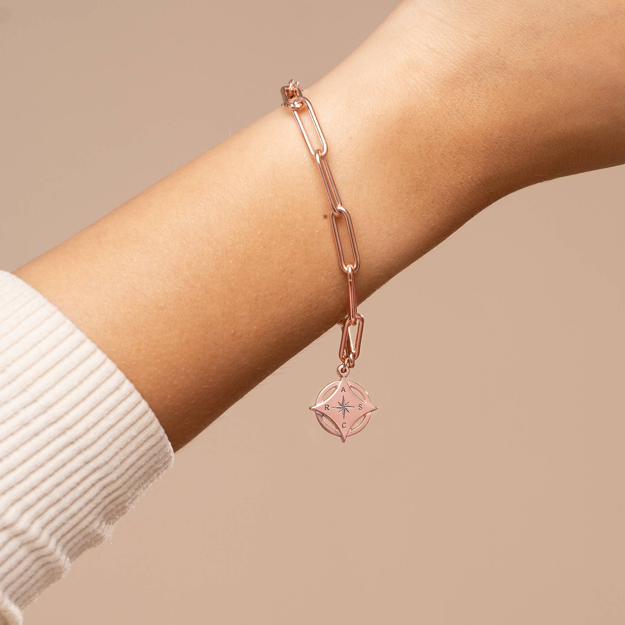 Kaia Initial Compass Bracelet in 18ct Rose Gold Plating-5 product photo