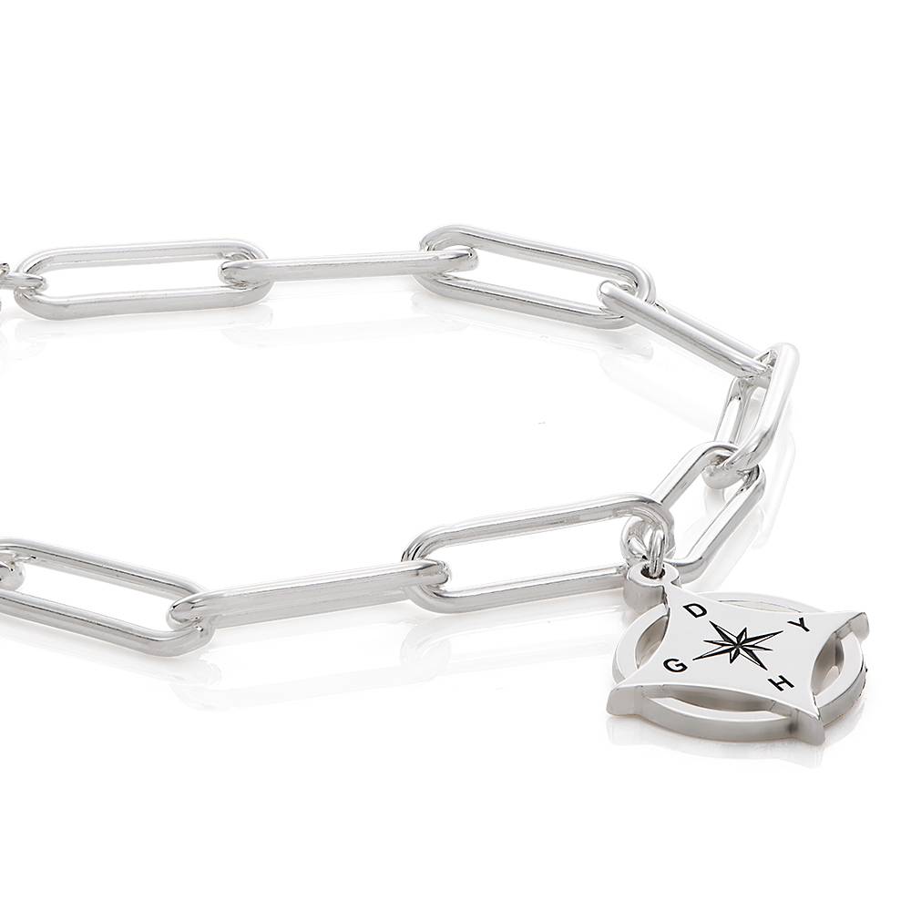 Kaia Initial Compass Bracelet in Sterling Silver-4 product photo