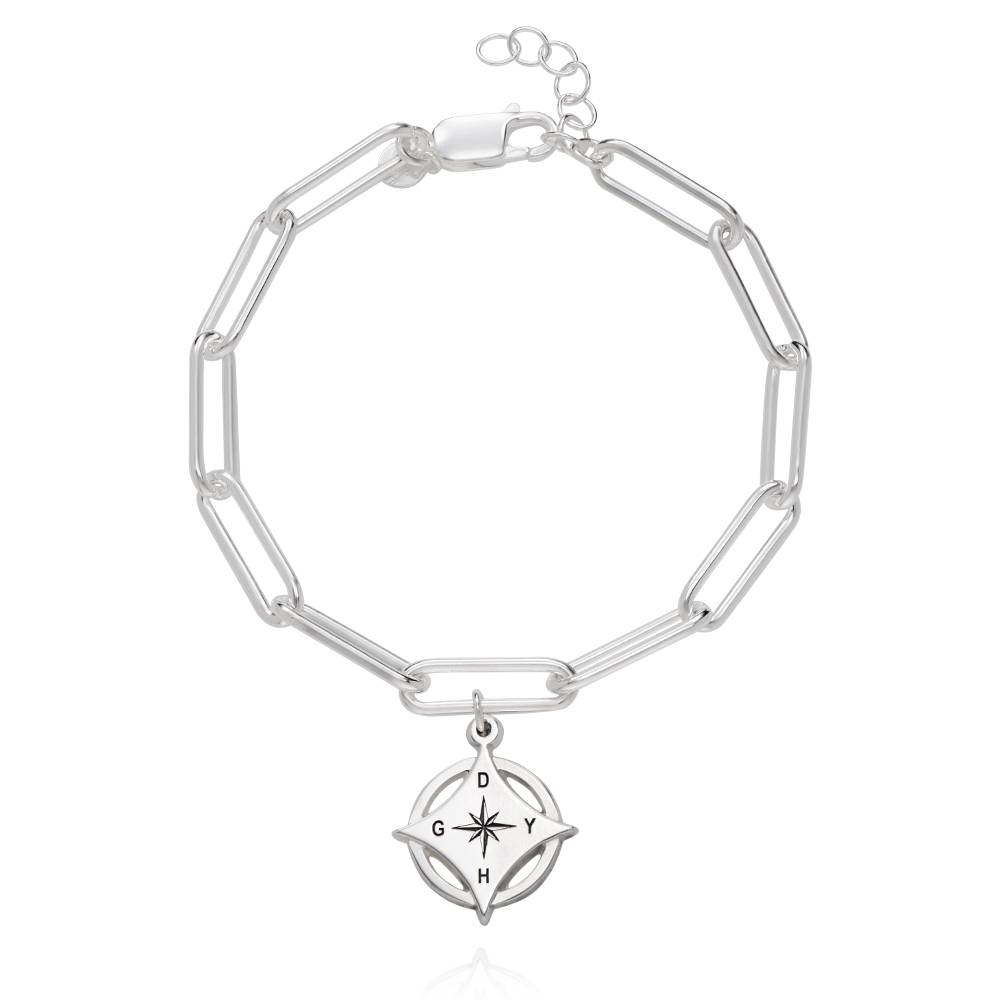 Kaia Initial Compass Bracelet in Sterling Silver-5 product photo