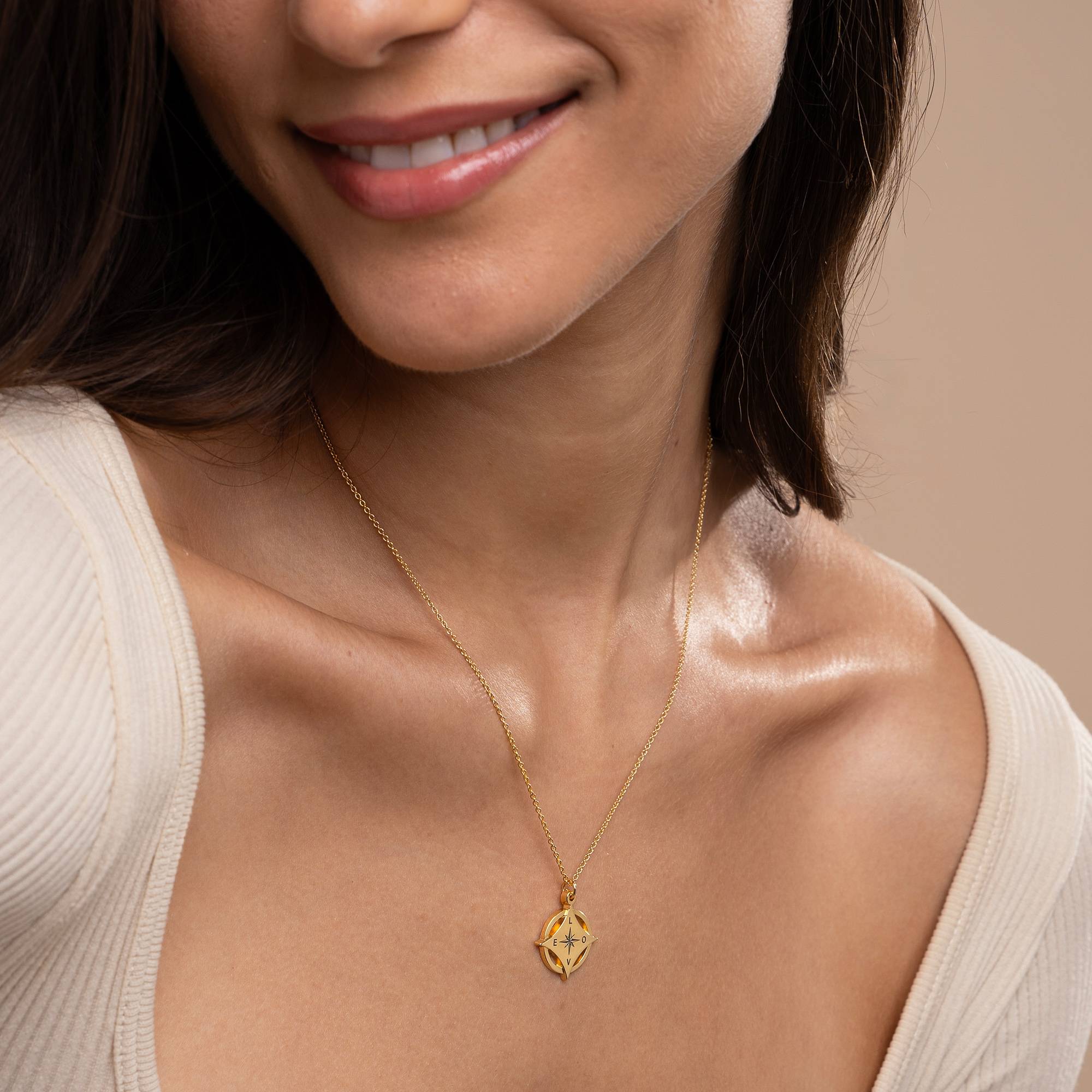 Kaia Initial Compass Necklace in 18ct Gold Plating-6 product photo