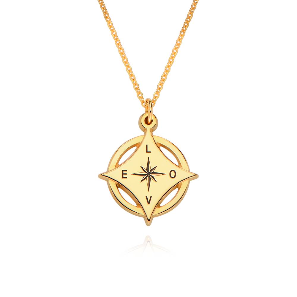 Kaia Initial Kompass Halskette - 750er vergoldetes Silber-4 Produktfoto