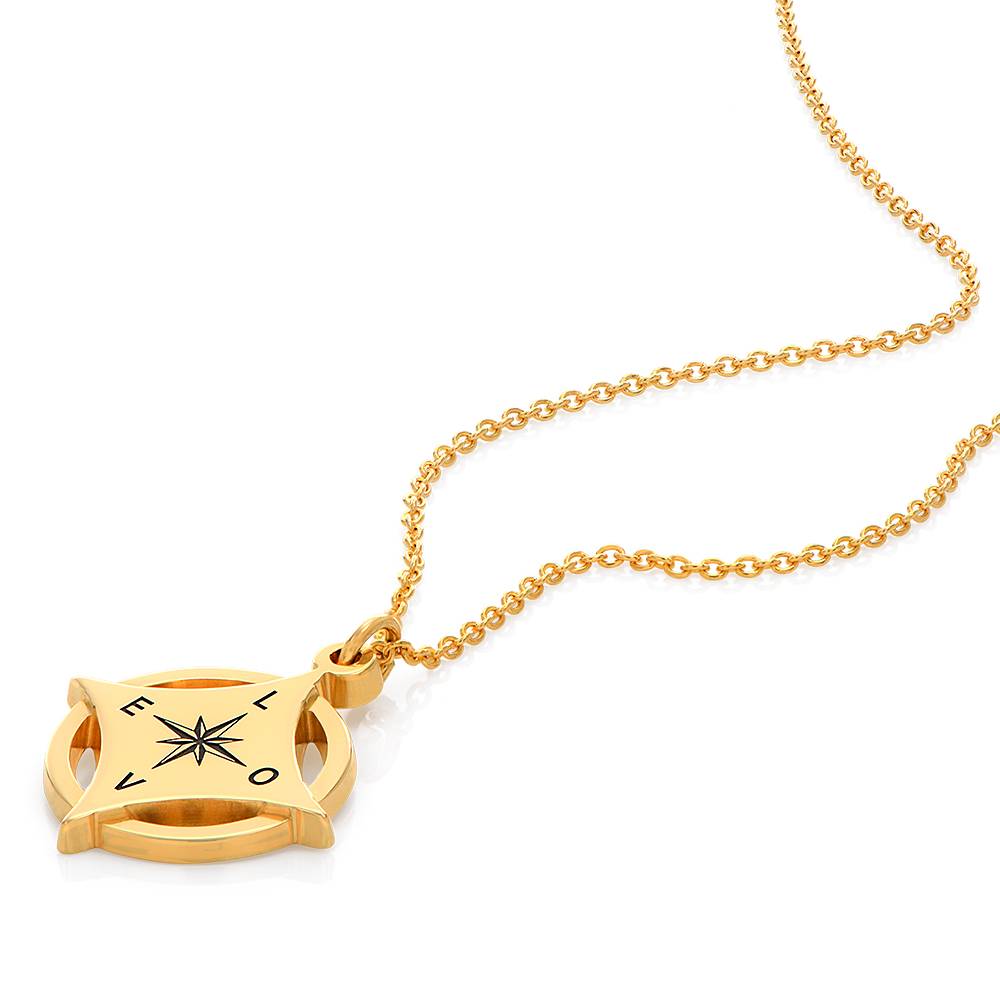 Collar de brújula con inicial Kaia en oro vermeil-6 foto de producto