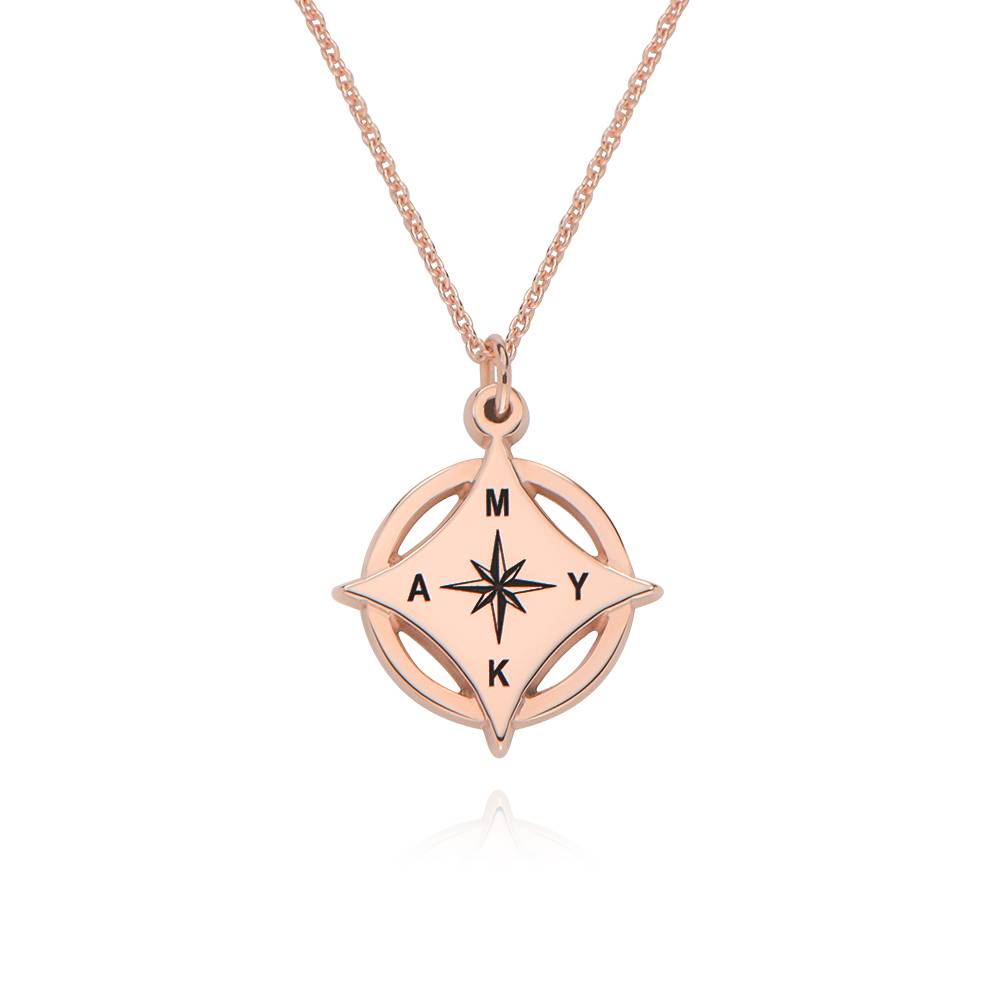 Kaia Initial Kompass Halskette - 750er rosé vergoldetes Silber Produktfoto