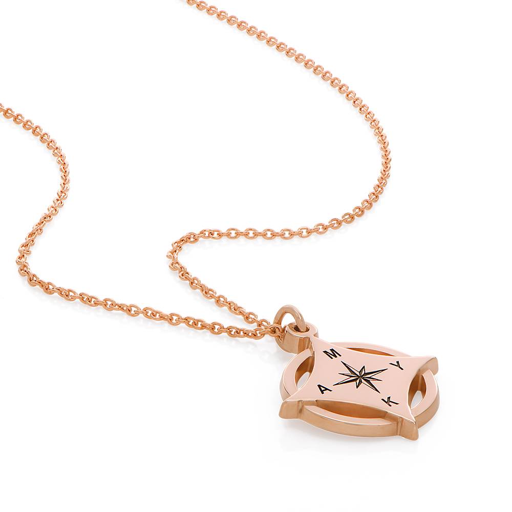 Kaia Initial Compass Necklace in 18K Rose Gold Plating-6 product photo