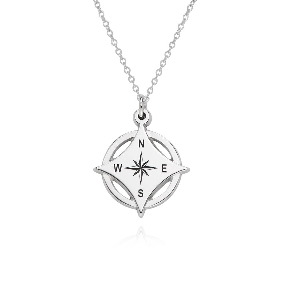 Kaia Initial Compass Necklace in Sterling Silver product photo