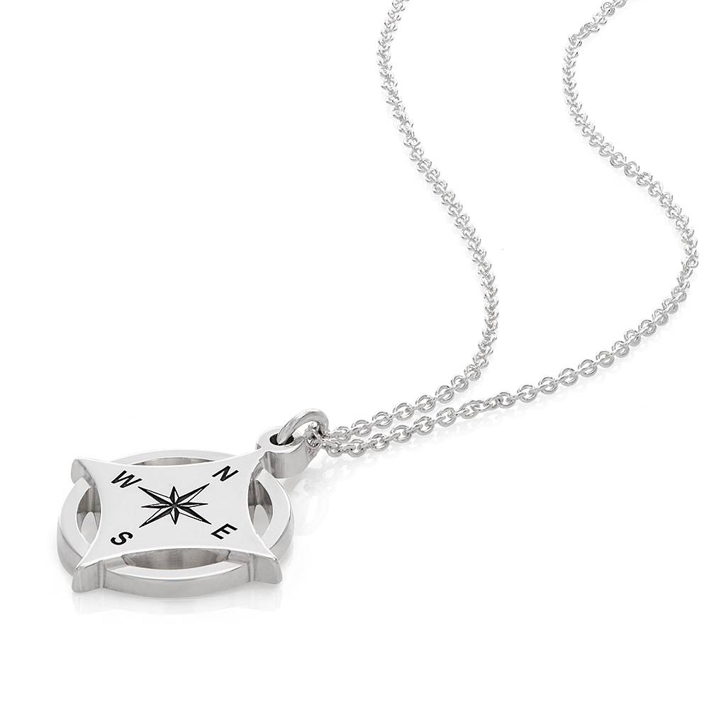 Kaia Initial Compass Necklace in Sterling Silver-5 product photo