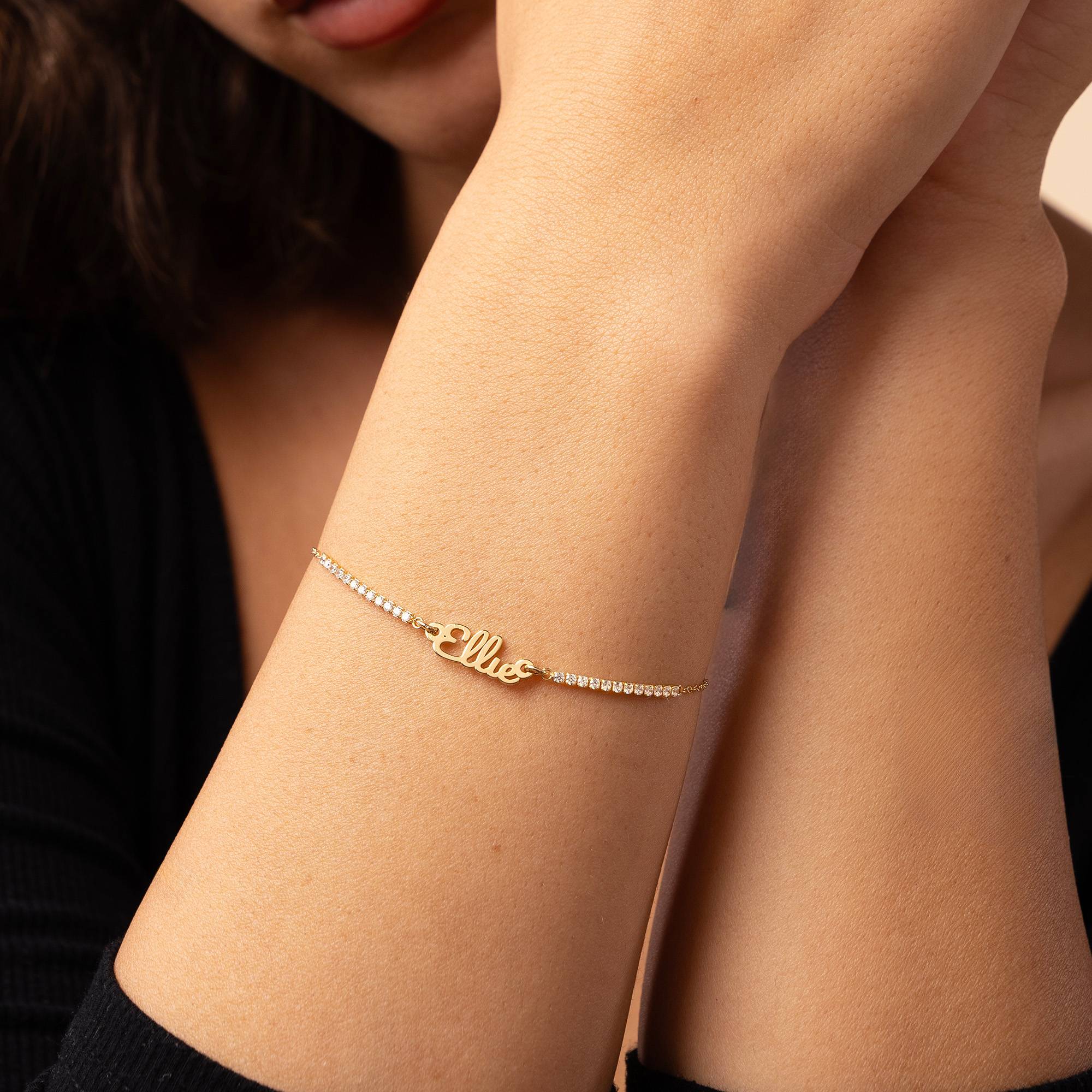 Kate Name Tennis Bracelet in 18K Gold Vermeil-3 product photo