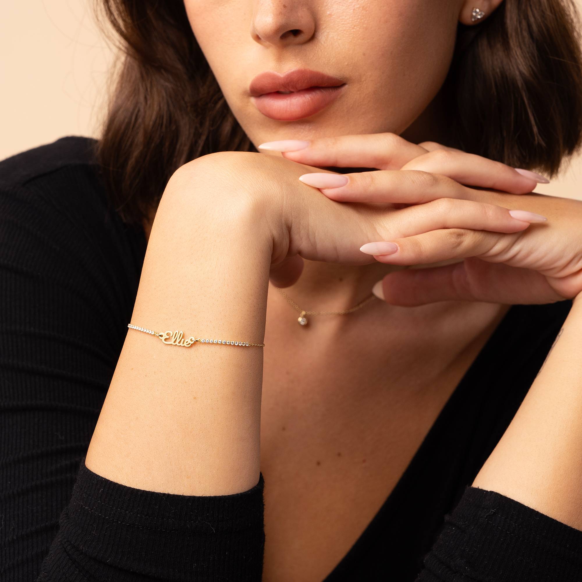 Kate Name Tennis Bracelet in 18K Gold Vermeil-4 product photo