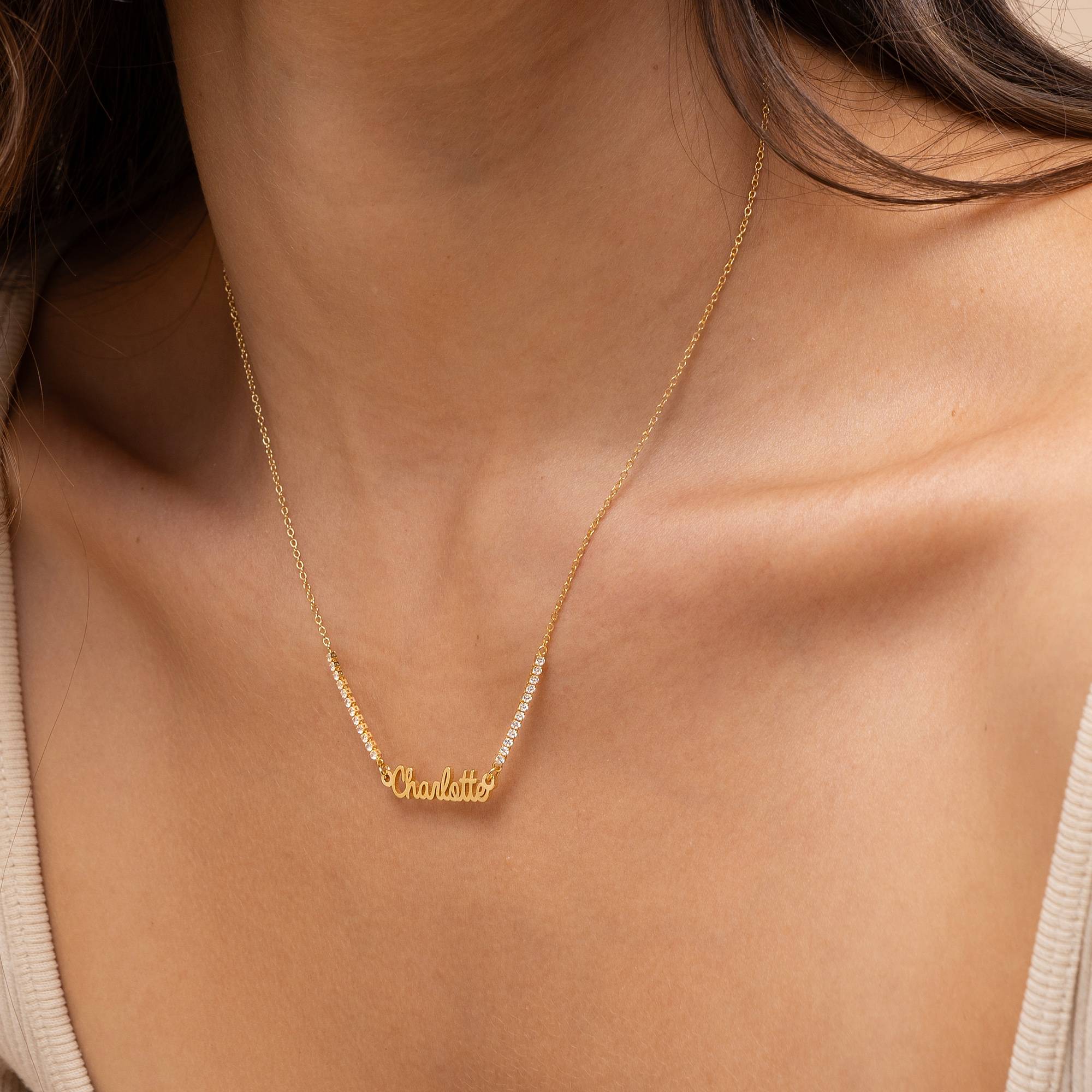 Kate Tennis Name Necklace in 18K Gold Plating-2 product photo