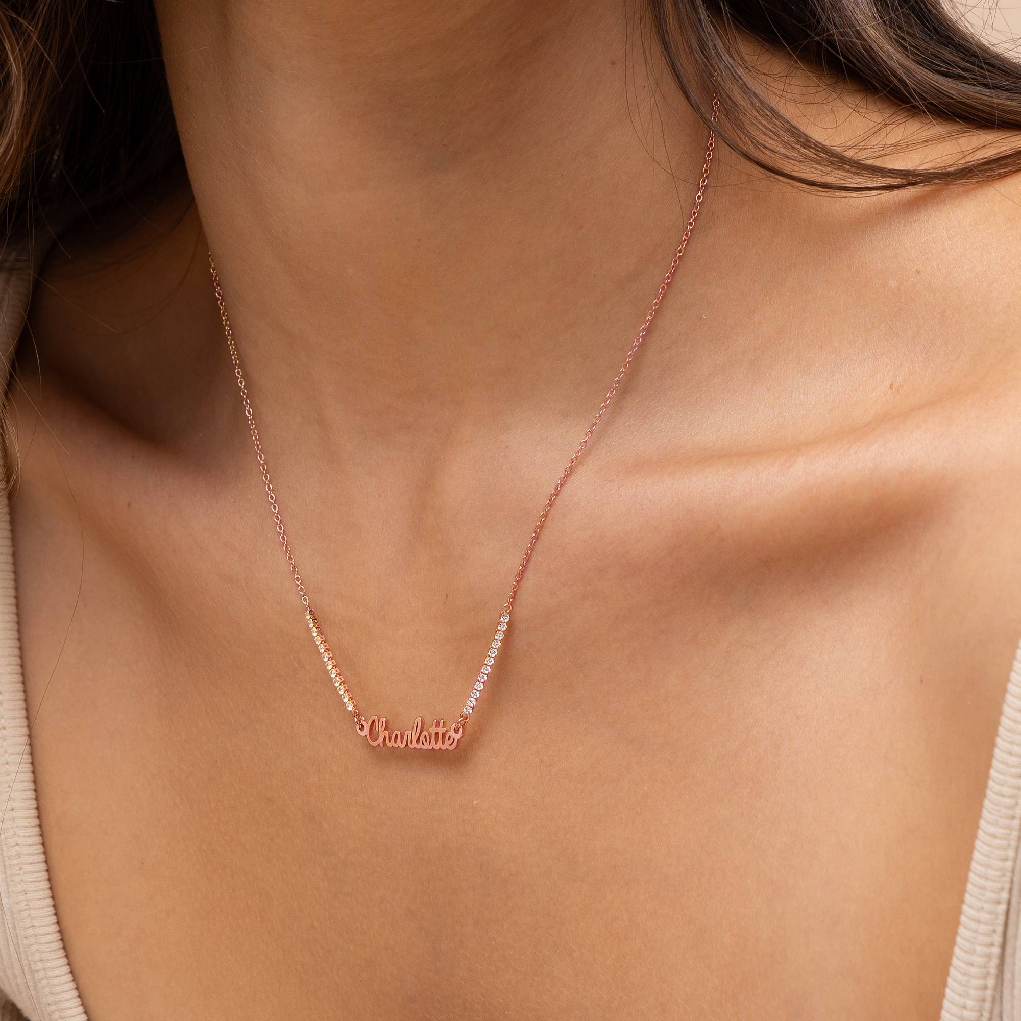Kate Tennis Name Necklace in 18ct Rose Gold Plating-2 product photo