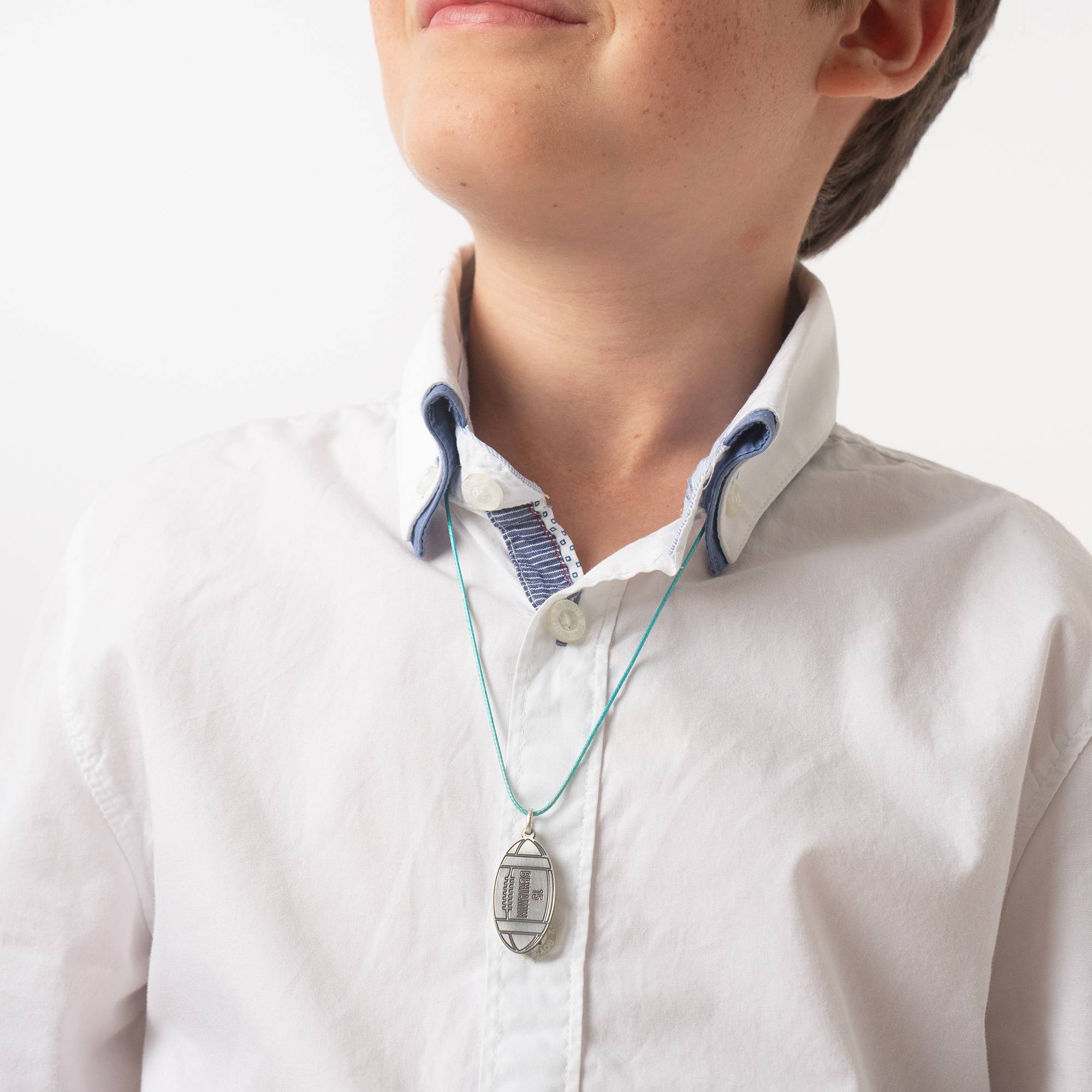 Kids American Football Necklace in Sterling Silver-4 product photo