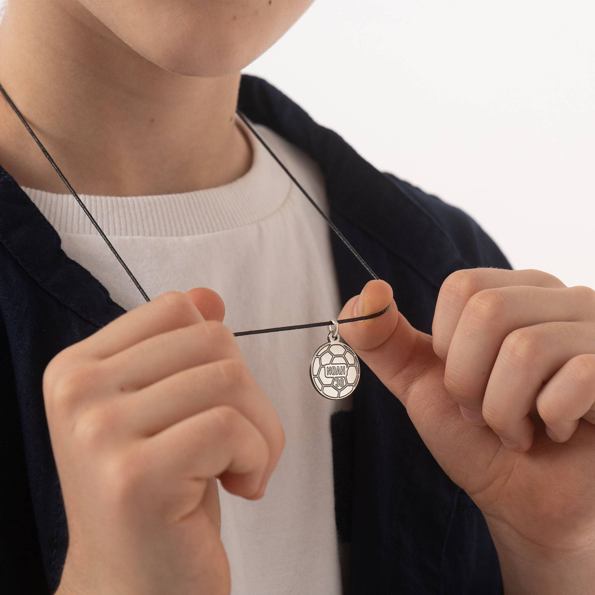 Kids Soccer Necklace in Sterling Silver-4 product photo