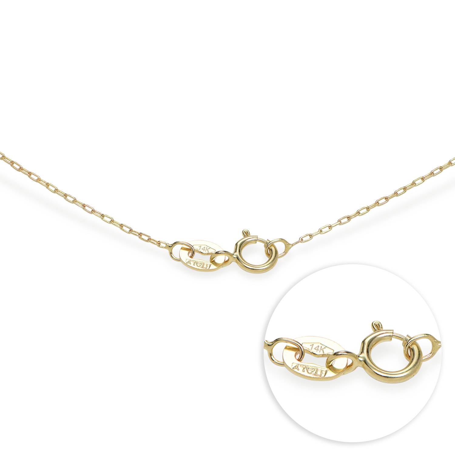 Russisk ring-halskæde med indgravering og Diamant i 14k guld-5 produkt billede