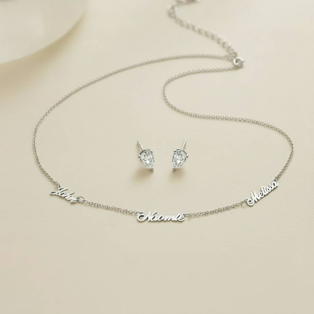 Last Minute Pack "Heritage Multiple Name Necklace in 14K Solid White Gold"-4 Last Minute Pack "Heritage Multiple Name Necklace in 14K Solid White Gold"-4 product photo