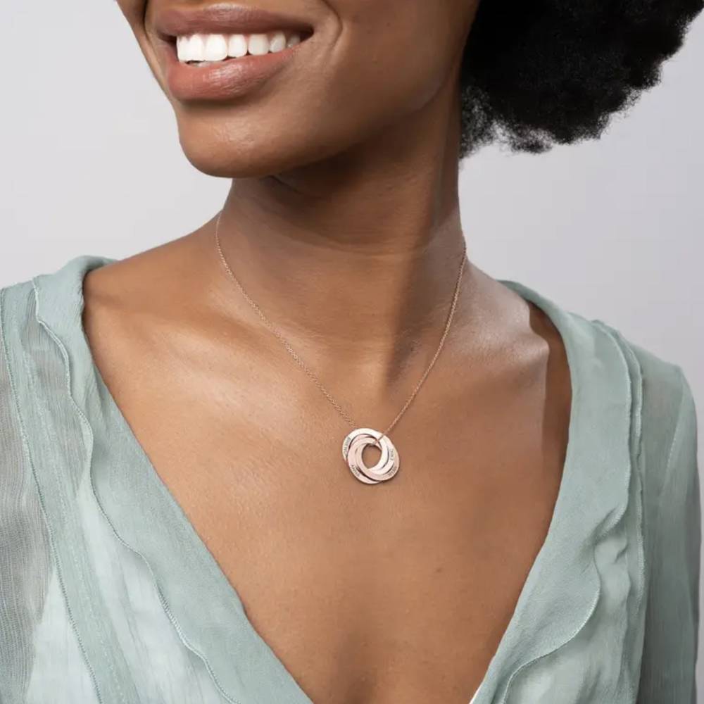 Last-Minute-Weihnachtspaket "Russische Ring-Halskette mit 4 Ringen in Rosé Vergoldung"-3 Produktfoto