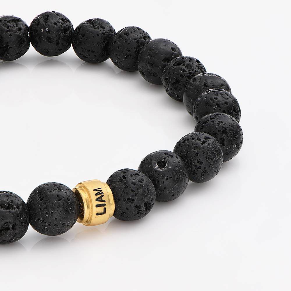 Leo Personalized Lava Bracelet for Men with 18ct Gold Plated Beads-2 product photo